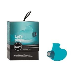 0010597 key by jopen aries ambidextrous finger massager robin egg blue